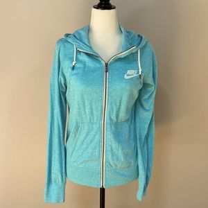 Nike light weight cotton blend jersey zip up hoodie size medium.